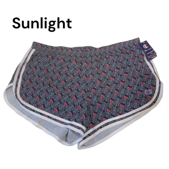 Champion Women Athletic Shorts Double Dry Moisture-Wicking SZ XL Monogram print - Picture 1 of 12